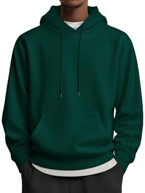 Coofandy Men's Green Pullover Long Sleeve Drawstring Hooded Sweatshirts